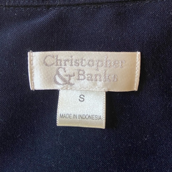 Christopher Banks Cat Snowman Embroidered Holiday Christmas Navy Vintage Blouse - Picture 11 of 14